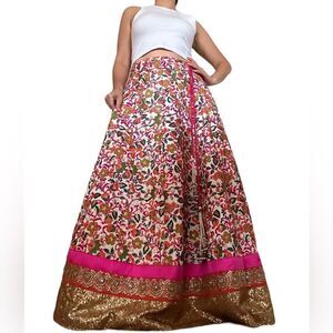 Embroidered Sequin Rhinestone Lehenga Indian Skirt, Size S